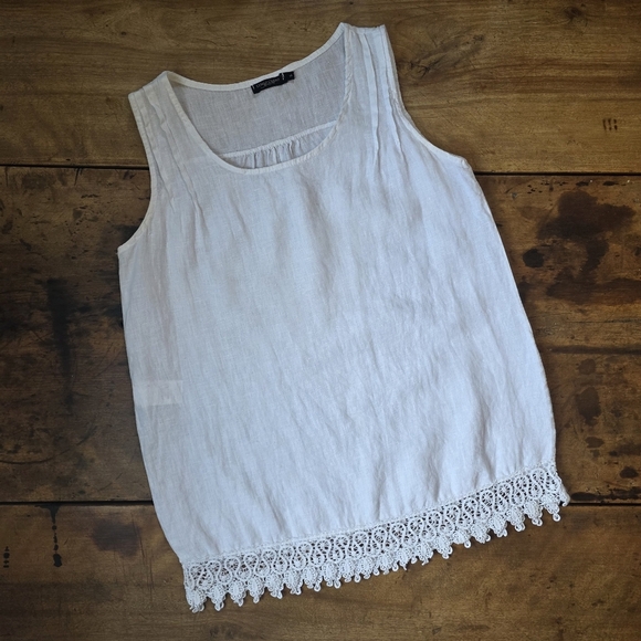 Lungo L’Arno Tops - Lungo L’Arno Italian Linen Camisole – Size S – White